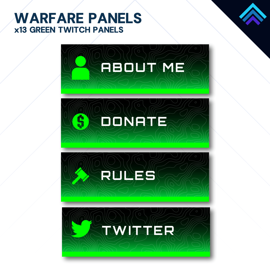 Warfare Colorful Twitch Panels Pack by Dizzy Designs