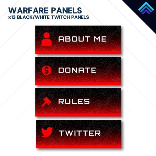 Warfare Colorful Twitch Panels Pack by Dizzy Designs