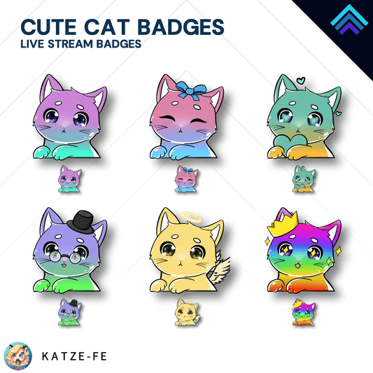 Cute Cat Twitch Emotes & Badges by Katze
